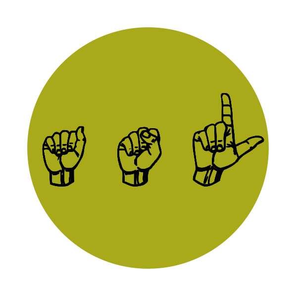 illustration of the handshapes for ASL